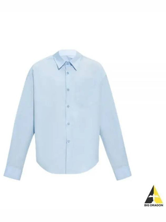 Chest Pocket Boxy Fit Poplin Long Sleeve Shirt Sky Blue - AMI - BALAAN 2
