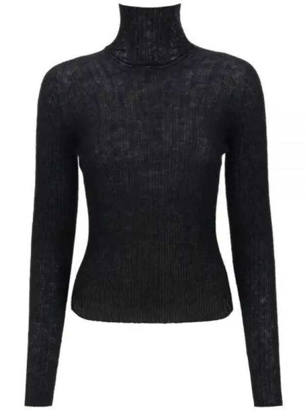 Ribbed Knit Turtleneck Black - SAINT LAURENT - BALAAN 2