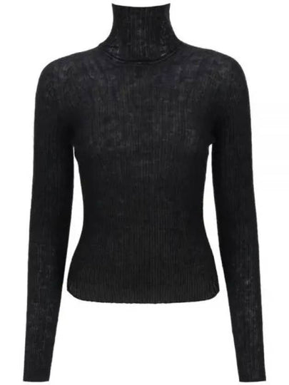 Ribbed Knit Turtleneck Black - SAINT LAURENT - BALAAN 2