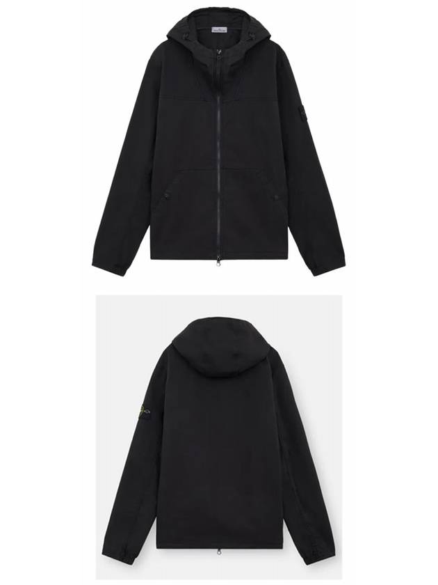 Supima Cotton Twill Stretch-TC Over Hooded Jacket Black - STONE ISLAND - BALAAN 5