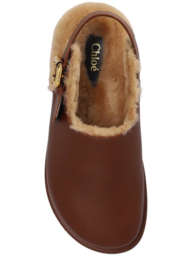 Chloé Leather Slides, Women's, Brown - CHLOE - BALAAN 6