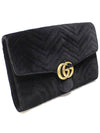 498079 Black velvet matelass chevron gold plated GG Marmont clutch - GUCCI - BALAAN 3