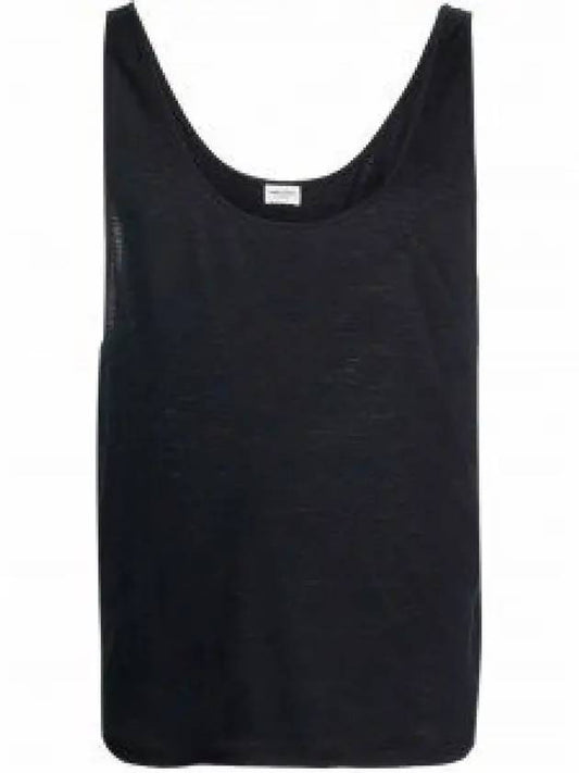 Men's Wool Silk Scoop Neck Sleeveless Black - SAINT LAURENT - BALAAN 2