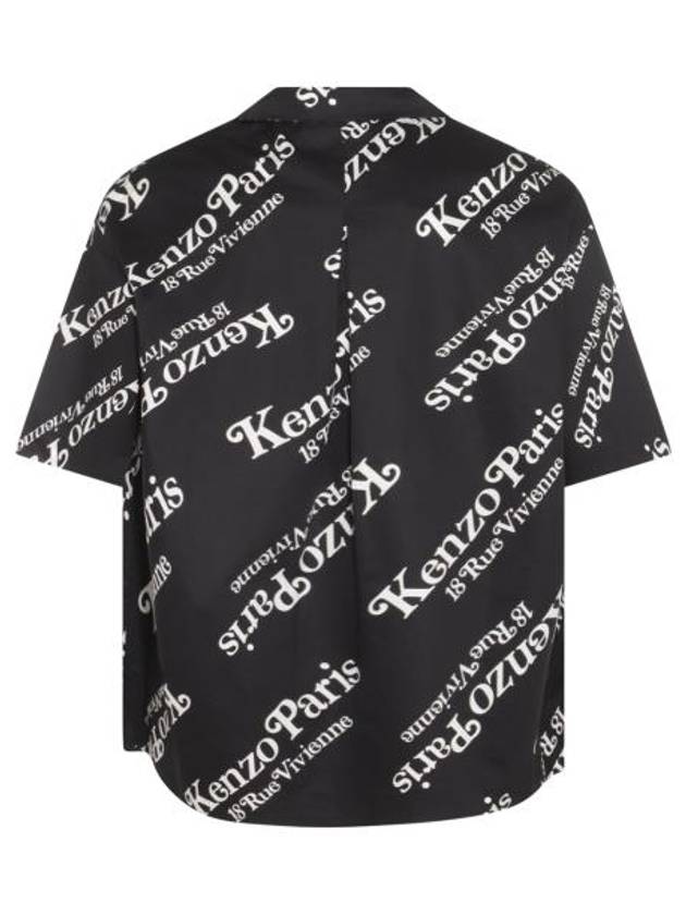 Verdy Boxy Monogram Print Button Short Sleeve Shirt Black - KENZO - BALAAN 5