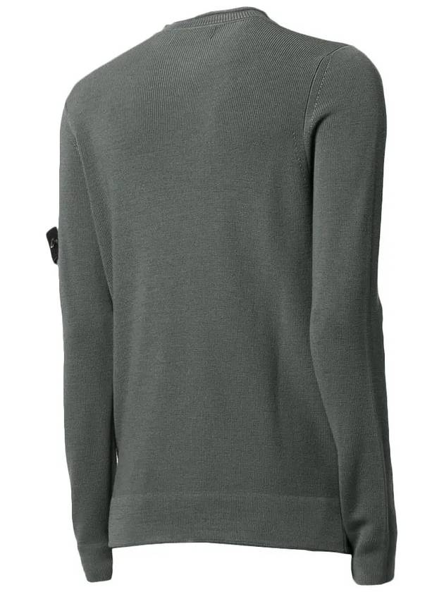 Wappen Patch Crew Neck Ribbed Wool Knit Top Grey - STONE ISLAND - BALAAN 4