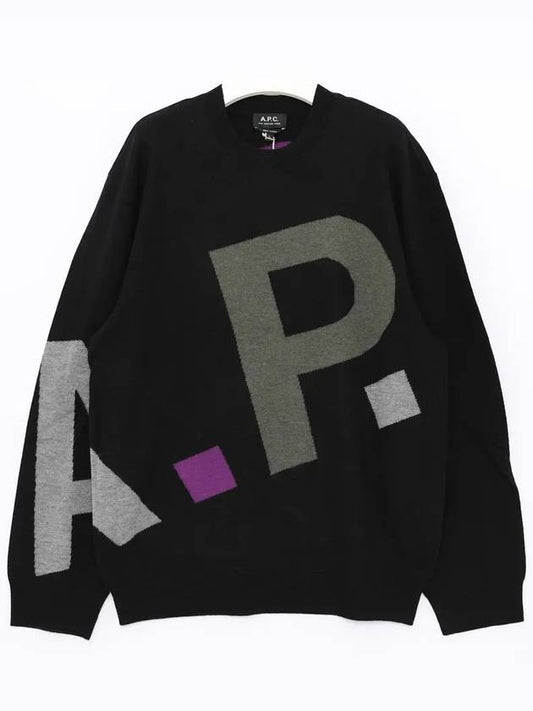 Pull Logo All Over Knit Top Black - A.P.C. - BALAAN 2