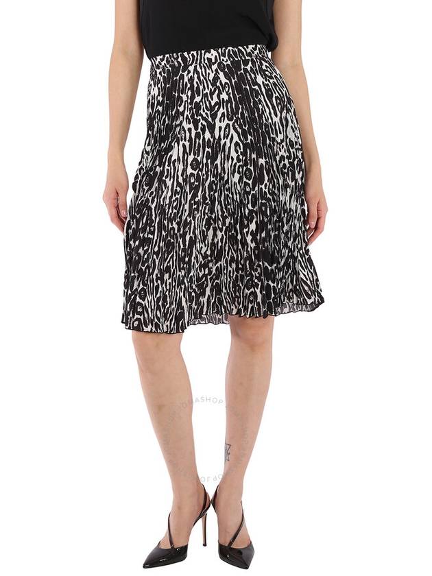 Women's Zebra Pattern Long Pleated Skirt Black - BURBERRY - BALAAN 2