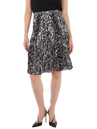 Women's Zebra Pattern Long Pleated Skirt Black - BURBERRY - BALAAN 2