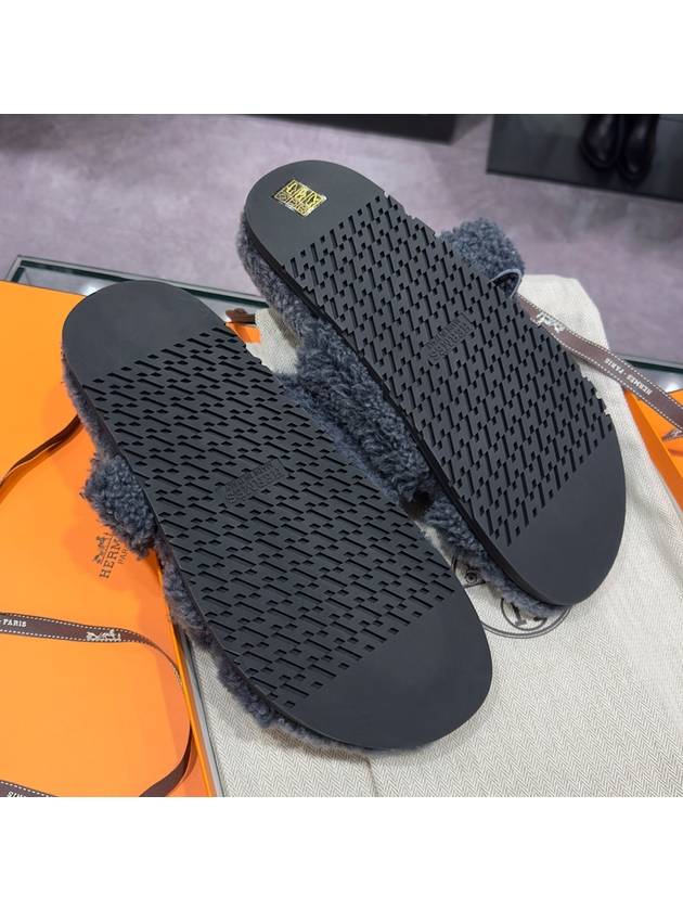 Men's Chypre Sandals Woolskin Gray - HERMES - BALAAN 6