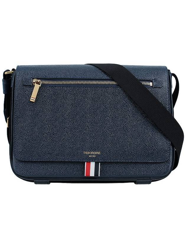 Tonal Strap Leather Reporter Cross Bag Navy - THOM BROWNE - BALAAN 1