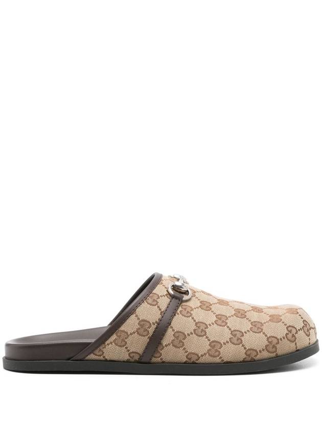 Men's Horsebit GG Canvas Slippers Beige - GUCCI - BALAAN 2