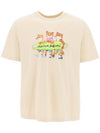 Surfing Foxes Logo Print Short Sleeve T-Shirt Beige - MAISON KITSUNE - BALAAN 1