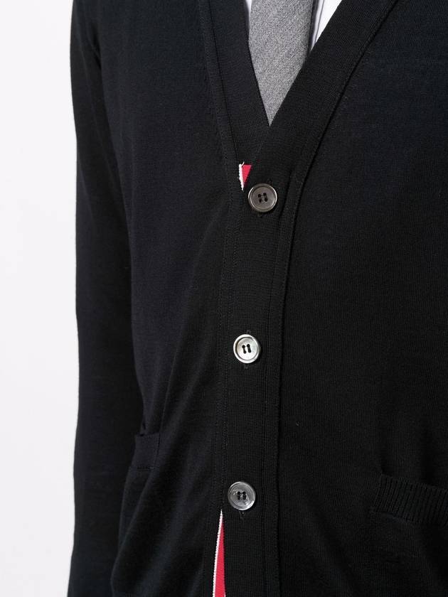 Men's Sustainable Classic Diagonal Wool Cardigan Black - THOM BROWNE - BALAAN 6