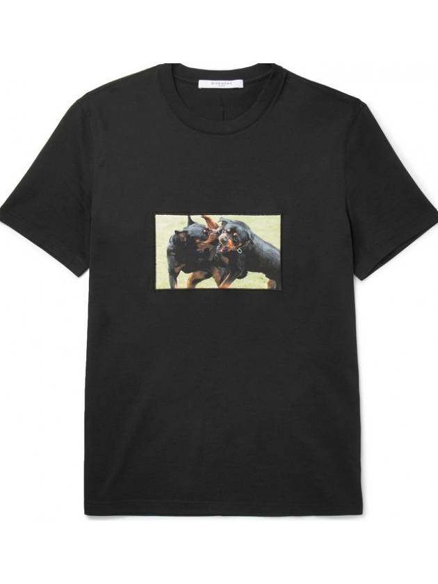 Rottweiler Print Cotton Short Sleeve T-Shirt Black - GIVENCHY - BALAAN 2