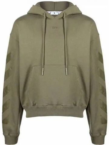 OMBB037F21FLE0075555 Lovely Arrow Over Hooded Sweatshirt Khaki Green Men s T Shirt TR 270205 - OFF WHITE - BALAAN 1