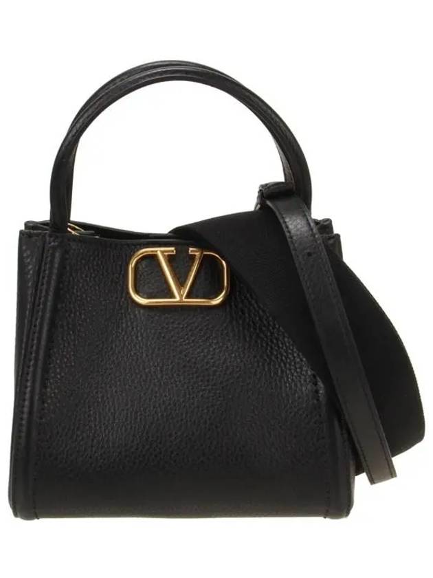 Logo Leather Tote Bag Black - VALENTINO - BALAAN 2