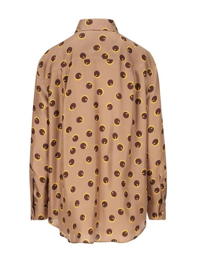 Printed Silk Twill Shirt Light Brown - FENDI - BALAAN 3