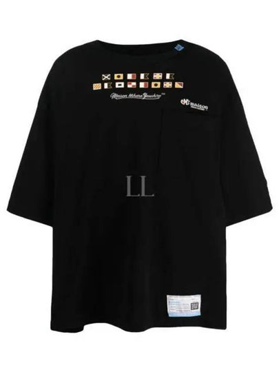 Embroidery Logo Cotton Short Sleeved T-Shirt Black - MAISON MIHARA YASUHIRO - BALAAN 2