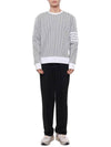 Seersucker Loopback 4 Bar Crew Neck Sweatshirt Light Grey - THOM BROWNE - BALAAN 4