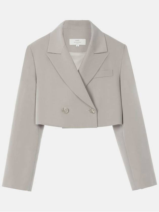 Colin Office Setup Double Button Peak Lapel Crop Short Jacket Grey Beige - RAMUSTUDIO - BALAAN 2