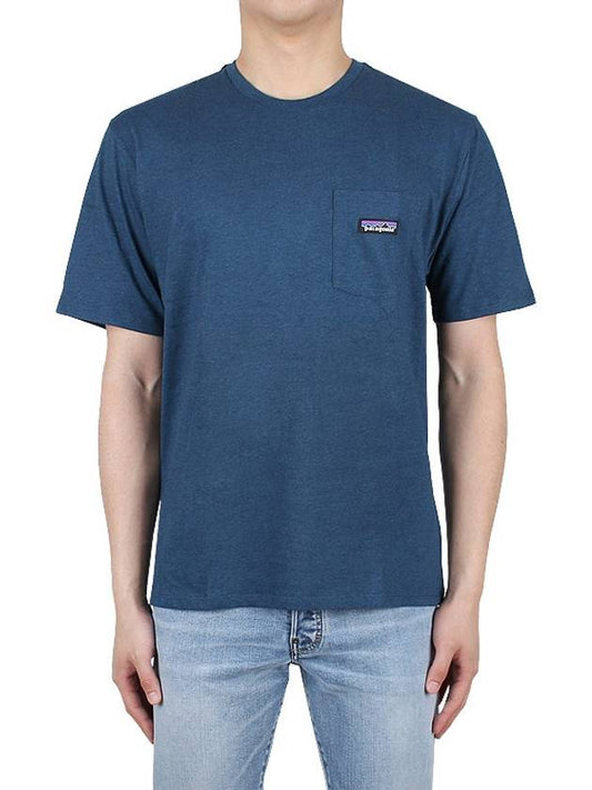 Men's Daily Pocket Regenerative Cotton Short Sleeve T-Shirt Blue - PATAGONIA - BALAAN 2