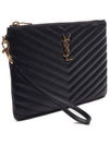 Matelasse Monogram Logo Strap Clutch Bag Black - SAINT LAURENT - BALAAN 4