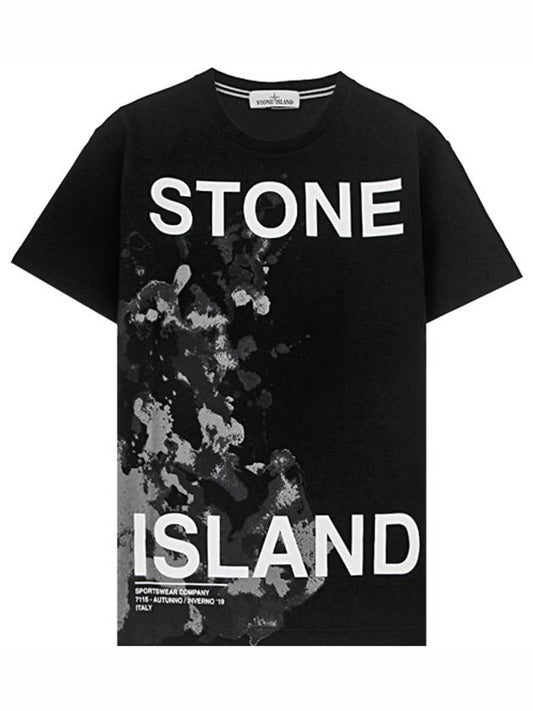 11th Anniversary Signature Logo Short Sleeve T-Shirt Black - STONE ISLAND - BALAAN.
