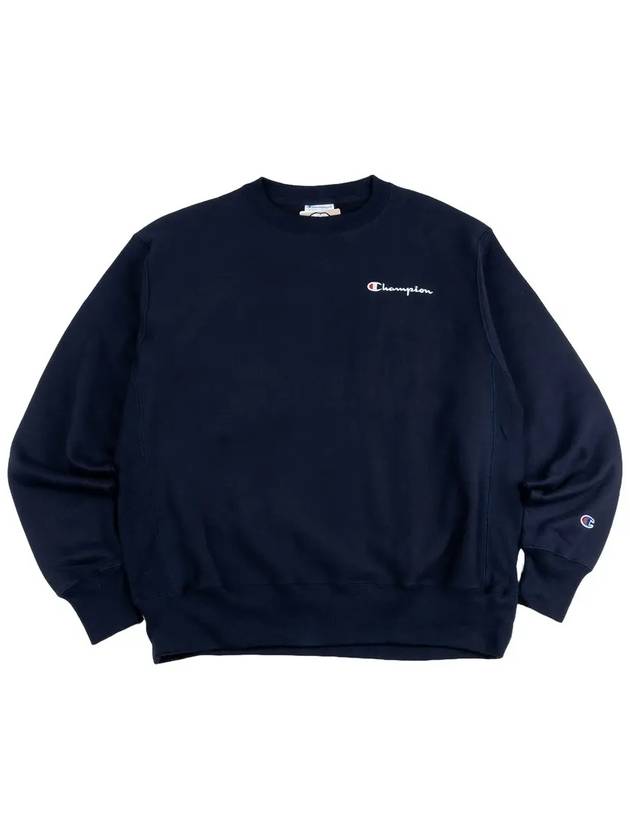 Reverse Weave Embroidered Script Men s Crew Neck Navy GF70 Y06819 NYC - CHAMPION - BALAAN 3