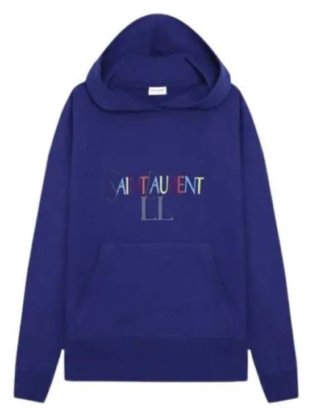 Women's Logo Hoodie Blue - SAINT LAURENT - BALAAN 2