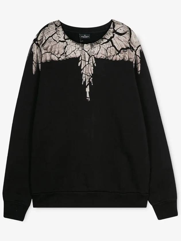 Wing Print Round Neck Sweatshirt Black - MARCELO BURLON - BALAAN 3