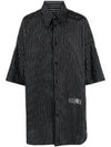 Oversized Striped Short Slevee Shirt Black - MAISON MARGIELA - BALAAN 2