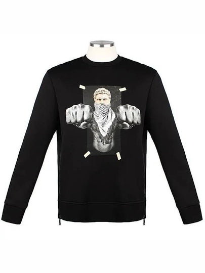 neoprene boxing print sweatshirt black - NEIL BARRETT - BALAAN 2