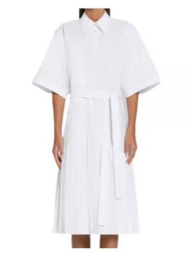 Belted Poplin Cotton Midi Dress White - THOM BROWNE - BALAAN 2