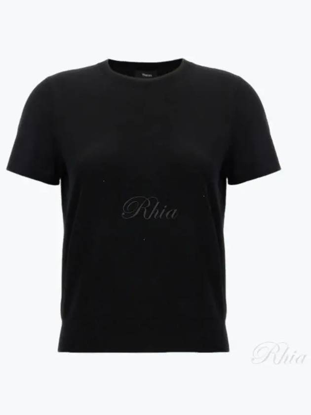 Women's Regal Wool Slim Crew Neck Short Sleeve T-Shirt Black - THEORY - BALAAN 2