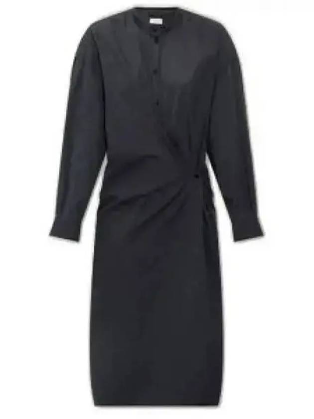 Women's Officer Collar Twisted Midi Dress Black - LEMAIRE - BALAAN 2