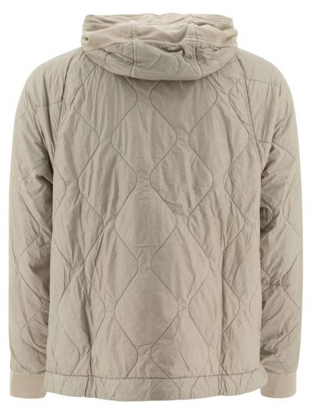 Diagonal Raised Fleece Mixed Quilted Zip Up Hoodie Beige - CP COMPANY - BALAAN 3