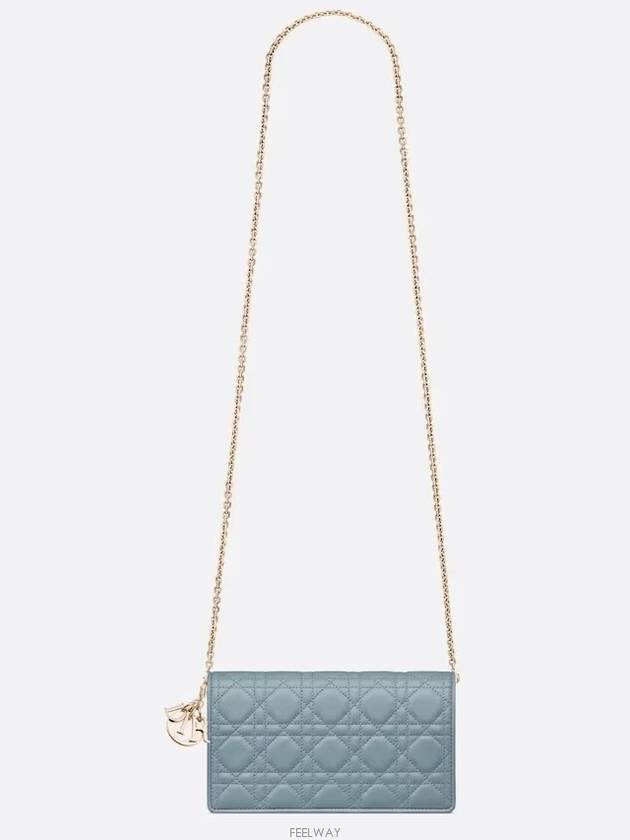 Lady Cannage Lambskin Chain Pouch Bag Cloud Blue - DIOR - BALAAN 6