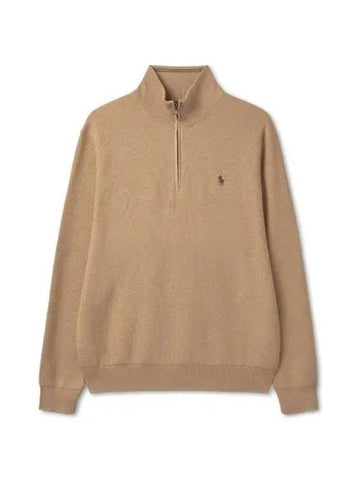 Cotton Quarter Zip Sweater Brown - POLO RALPH LAUREN - BALAAN 1