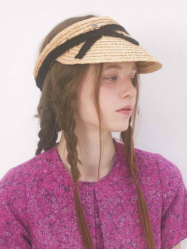 Jane Straw Sun Visor Beige - BROWN HAT - BALAAN 2