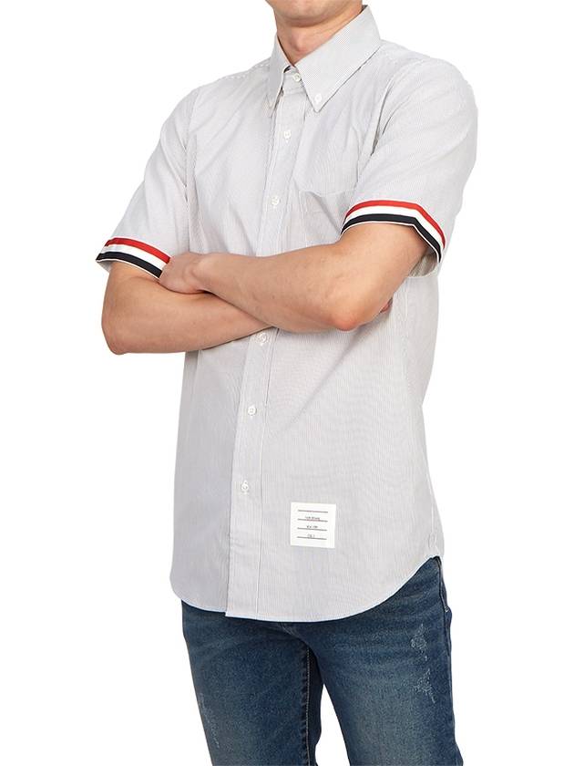 Men's Pincode Armband Short Sleeve Shirt Grey - THOM BROWNE - BALAAN 6