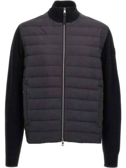 Padded Wool Cashmere Zip-Up Cardigan Black - MONCLER - BALAAN 2