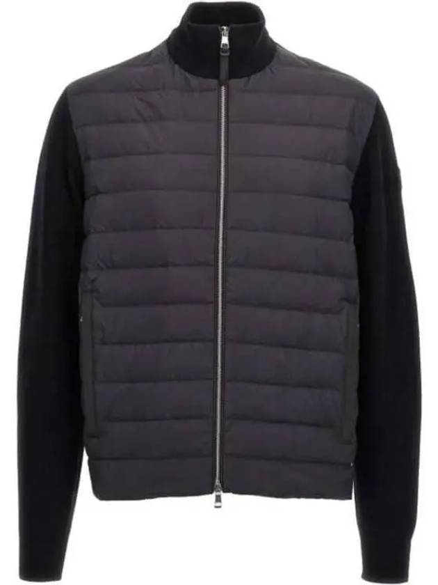 Padded Wool Cashmere Zip-Up Cardigan Black - MONCLER - BALAAN 3