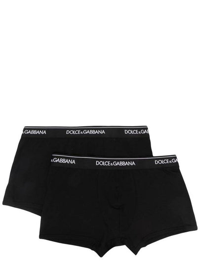 Men's Logo Waistband Cotton Briefs 2 Pack Black - DOLCE&GABBANA - BALAAN 2