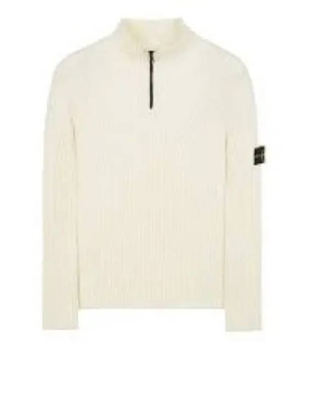 Loose Fit Virgin Wool Half-Zip Knit Top White - STONE ISLAND - BALAAN 2