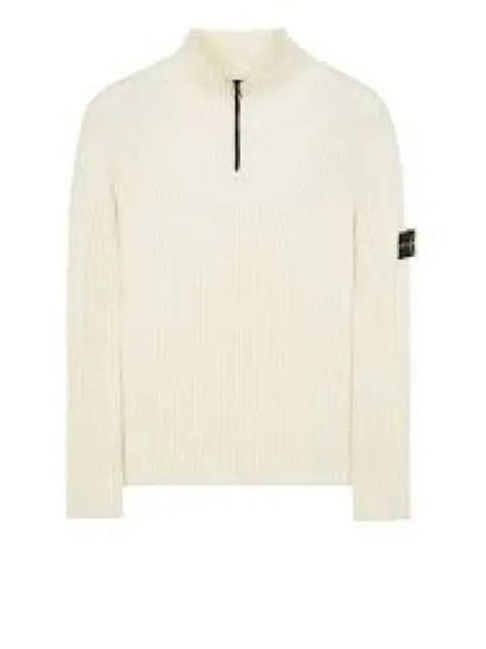 Loose Fit Virgin Wool Half-Zip Knit Top White - STONE ISLAND - BALAAN 2