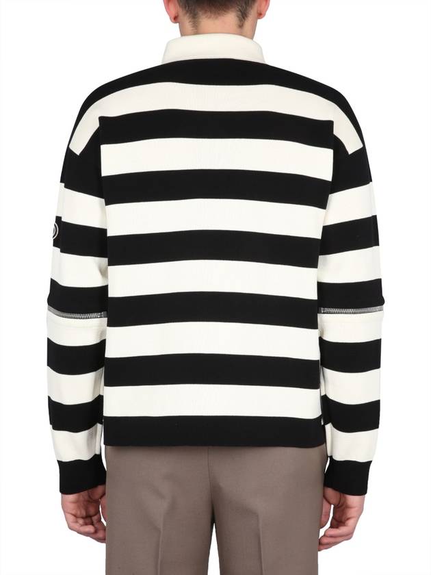 Men's Striped Cotton Polo Shirt Ivory Black - GUCCI - BALAAN 5