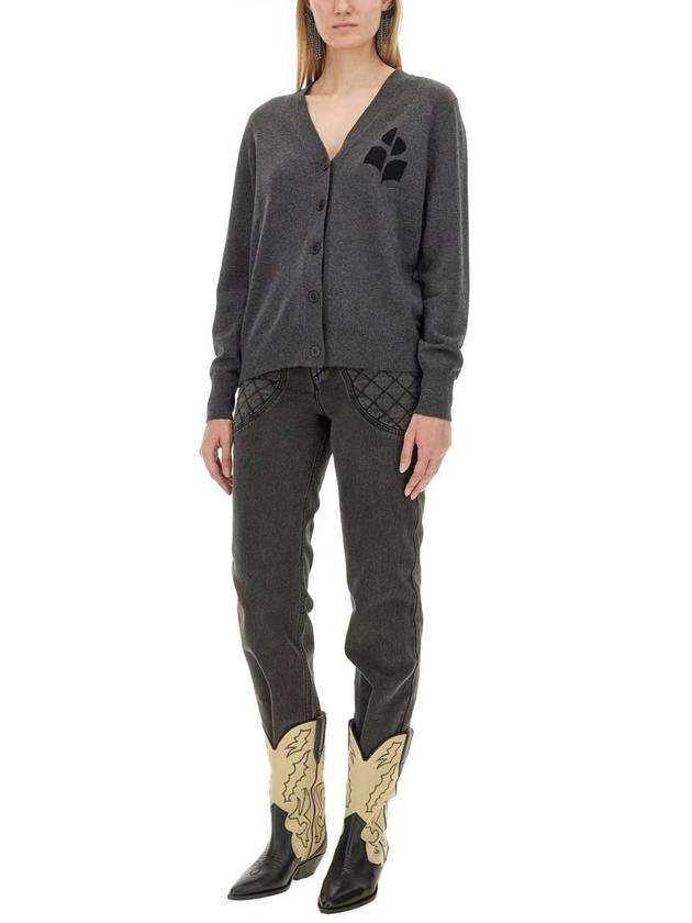 Karin Logo Cardigan Dark Grey - ISABEL MARANT ETOILE - BALAAN 3