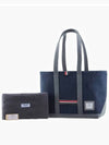 Corduroy Medium Tool Tote Bag Navy - THOM BROWNE - BALAAN 4