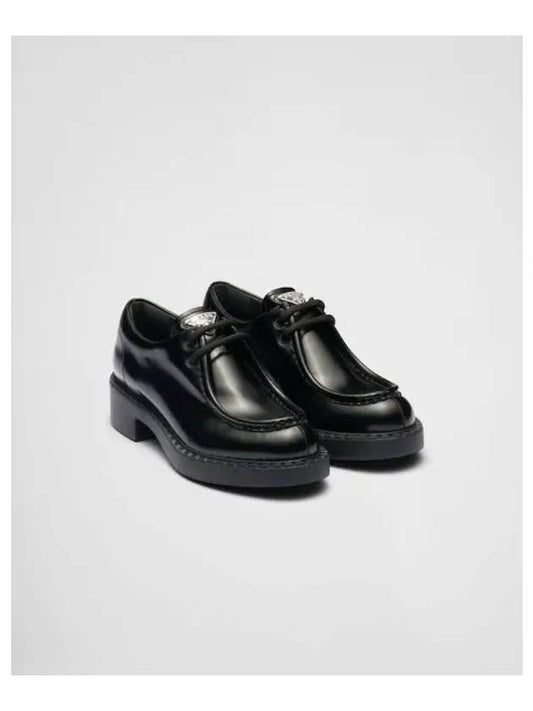 Triangle Logo Lace-Up Leather Derby Black - PRADA - BALAAN 2