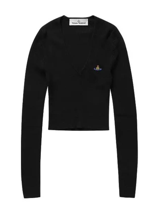 Bea Cropped V-Neck Knit Top Black - VIVIENNE WESTWOOD - BALAAN 4